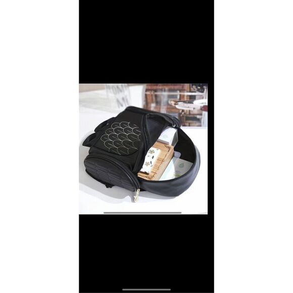 Black Owl Backpack with adjustable straps, soft, PU, leather versatile, travel b - Picture 3 of 9